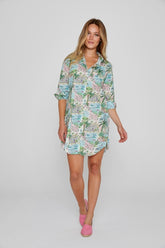 LAURALY – Liberty Dress with Mandarin Collar, 3/4 Sleeves, Straight Cut – Women – Cape Vista 132B
